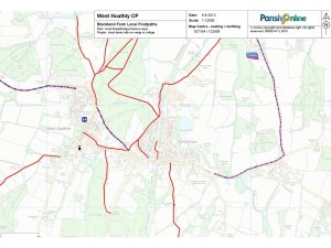 Map showing the safer walking routes through the parish